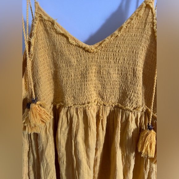 Free People Endless Summer Yellow Tassle Sun Drenched Dress Size S - Picture 4 of 12